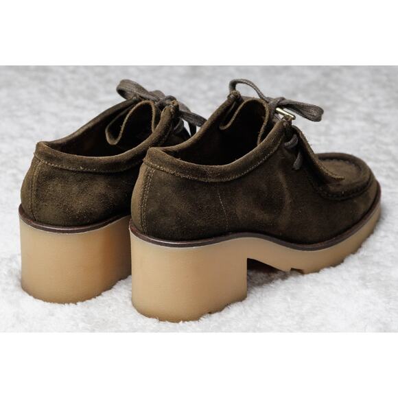 Clarks Original Wallabee Olive Green Suede Block Heeled Shoes Womens 7.5 EU 38 - Picture 13 of 16